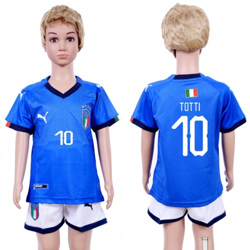 Italy #10 Totti Home Kid Soccer Country Jersey - Click Image to Close